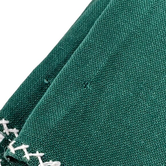 Green Cloth Napkins White Embroidered Floral Design Square Set of 6 - Picture 11 of 11